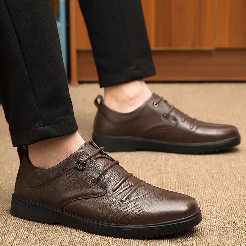 Hot Sale Men Genuine Leather New Business Shoes38-48 Soft Anti-slip Rubber Office Loafers Man Casual Leather Business Soft Shoes