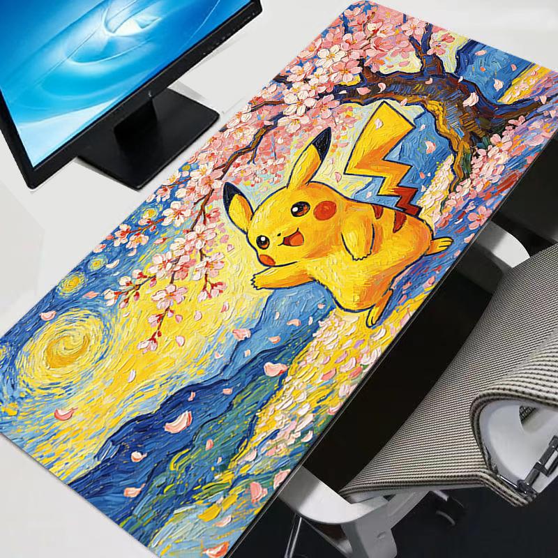 Cherry Blossom Pokemon Pikachu Mouse Pad Professional Esports Gamers Speed Pc Gaming Rubber Keyboard Notbook Desk Mat Mousepad 800x300x2mm