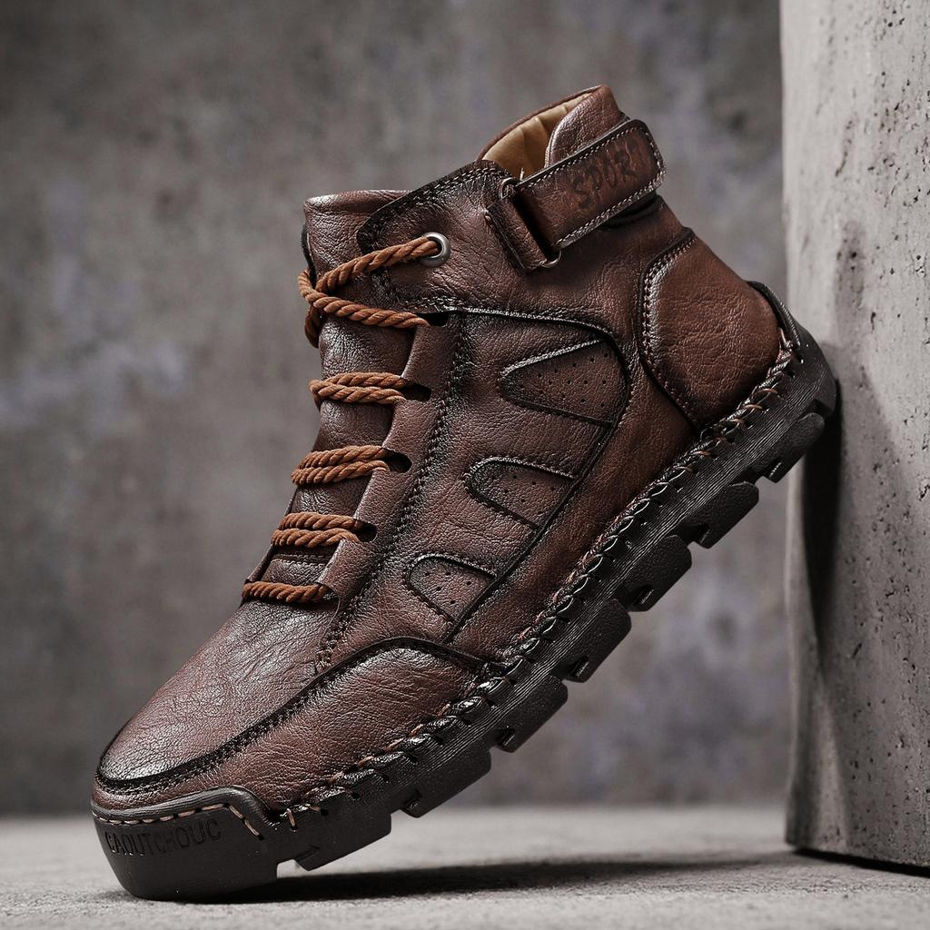 Leather Shoes Men's New Men's Shoes Dad Mid-top Boots Men's Outdoor Leisure Martin Boots Men's