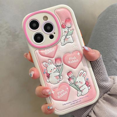 Süßes Kaninchen Lovely Bunny Stoßfeste Handyhülle für Iphone 14 Pro Max 11 12 13 Pro Max Cartoon Flower Soft Back Cover Case