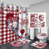 Christmas Snowman Decoration Shower Curtain Bath Tent Polyester Shower Curtain Four-Piece Christmas Bathroom Curtain