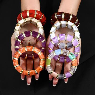 Exaggeration Punk Thick Wide Acrylic Elastic Rope Bracelet Retro Fashion Boho Bracelet Temperament Jewelry for Women