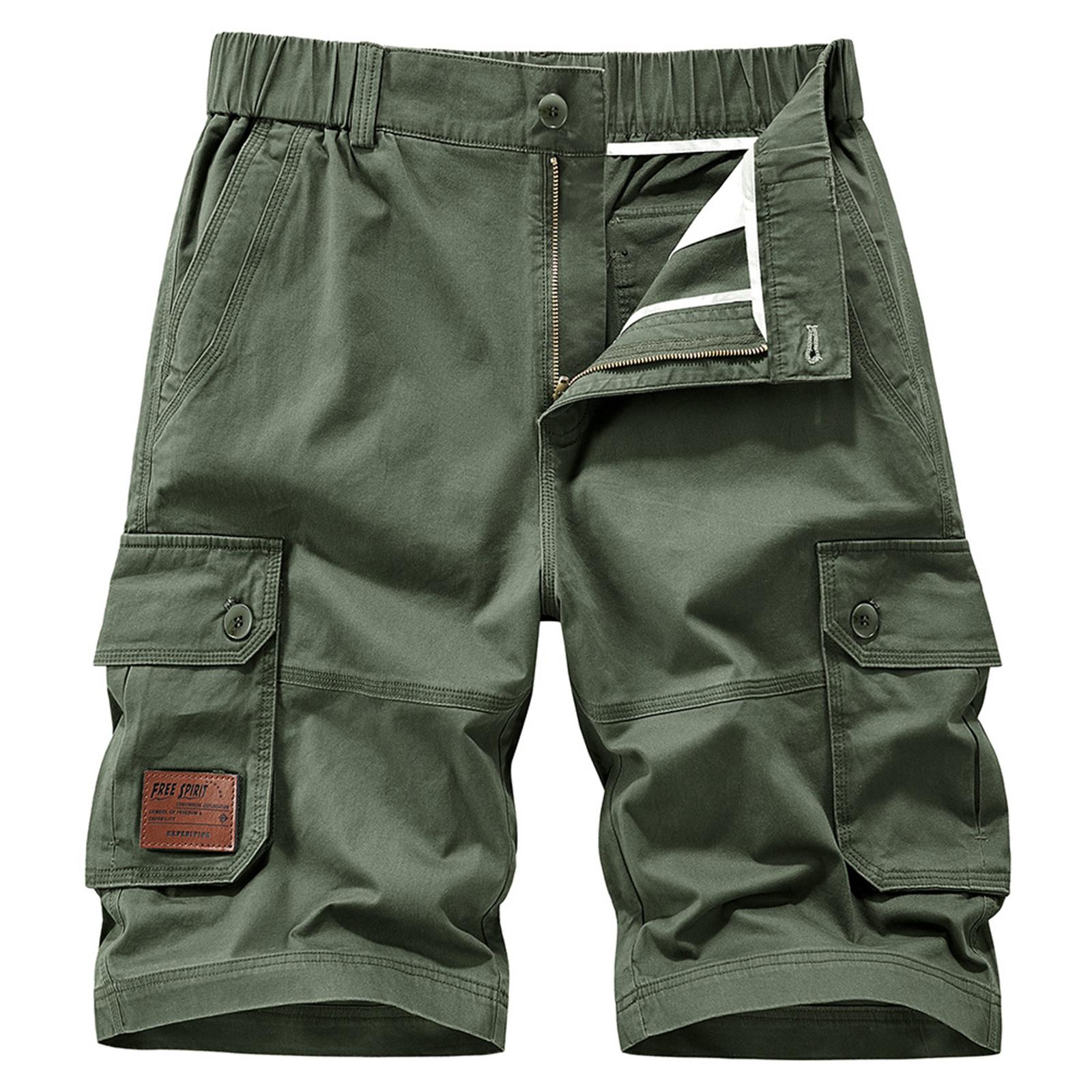 

Мужские повседневные цветные карманные пляжные рабочие брюки-карго на открытом воздухе, шорты, брюки L армия зеленый