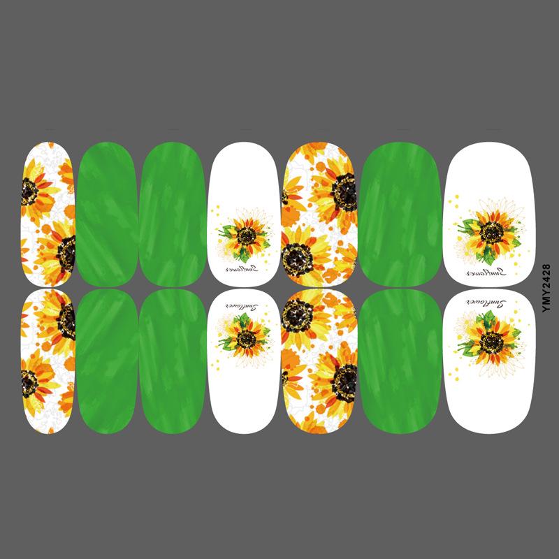 Sunflower Waterproof Nail Art Stickers - Full Cover Floral Series (YMY2414-2428)