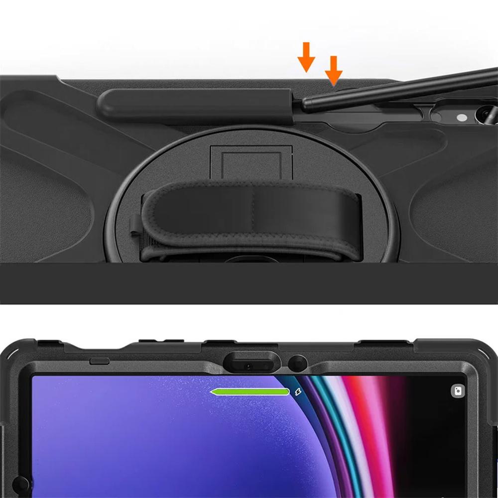 Armor Case with Holder and Strap for Galaxy Tab S9/ S9 FE (Black)