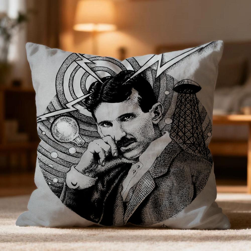 Popular NNikola Tesler Cushion Cover Soft Washable Pillow Case Multi-Scene for Couch Bed Travel Office Use