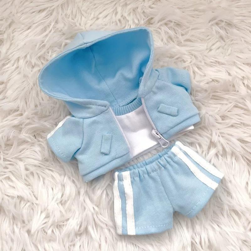 Para Boneca Mini 10cm Boneca de Algodão 20cm Roupa Conjunto 3 Peças Conjunto Esportivo Moletom Camiseta Calça Acessórios para Boneca de Pelúcia Brinquedos