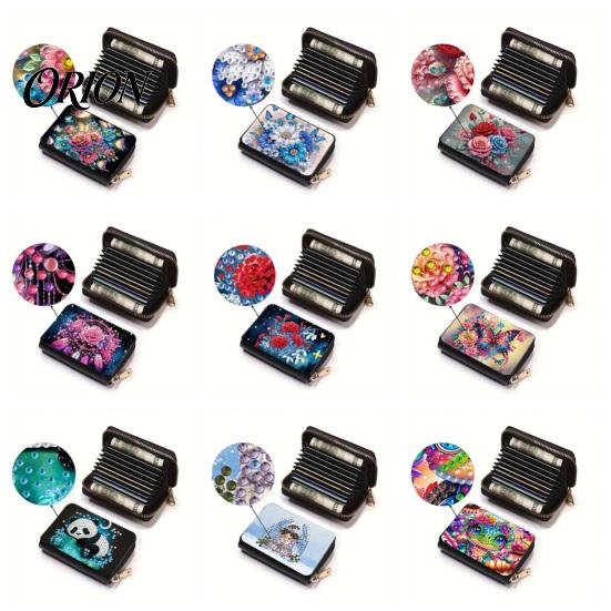 Personalized Card Case DIY Rhinestone Painting Holder, Faux Leather Coin Purse, Shining Holder Portable Mini Storage Pouch for Cards And Keys Handmade