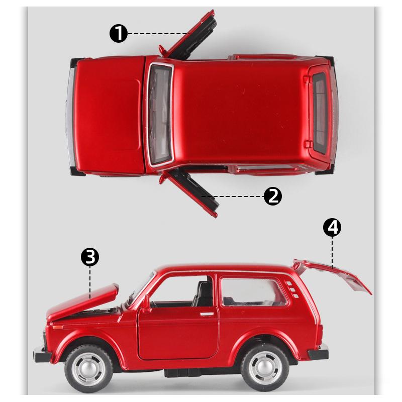 1/32 Scale Lada NIVA Jeeps Diecast Car Model Toy, Pull Back Toy Vehicle with Sound and Light for Kids Toddler Boys Girls Gift Collection