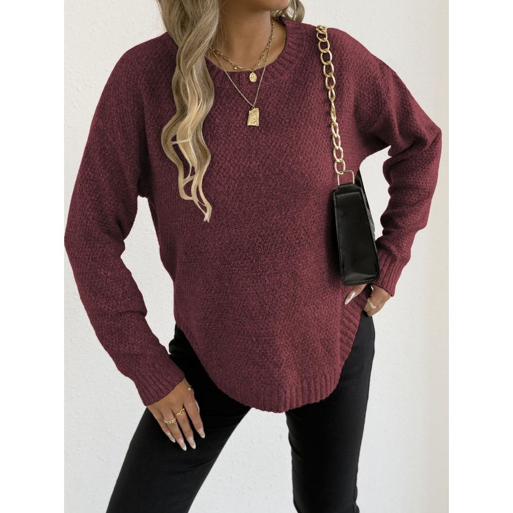 

Women s Autumn and Winter Pullover, Casual Base Layer, Round-neck Sweater XL бордовий