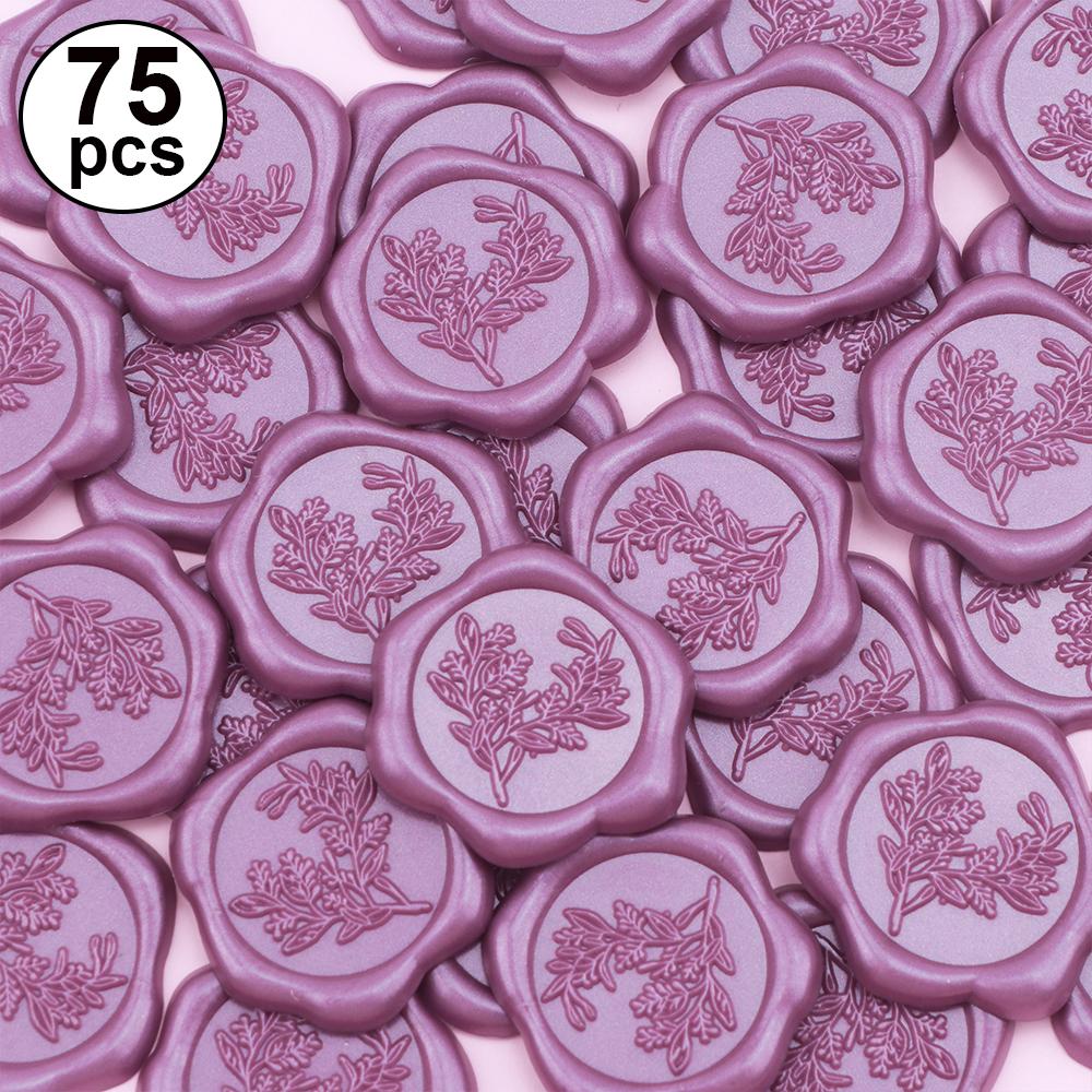 

25 шт. Металлические наклейки-штампы из воска пурпурного цвета - Наклейки для запечатывания конвертов свадебных приглашений с эвкалиптом, самоклеящиеся