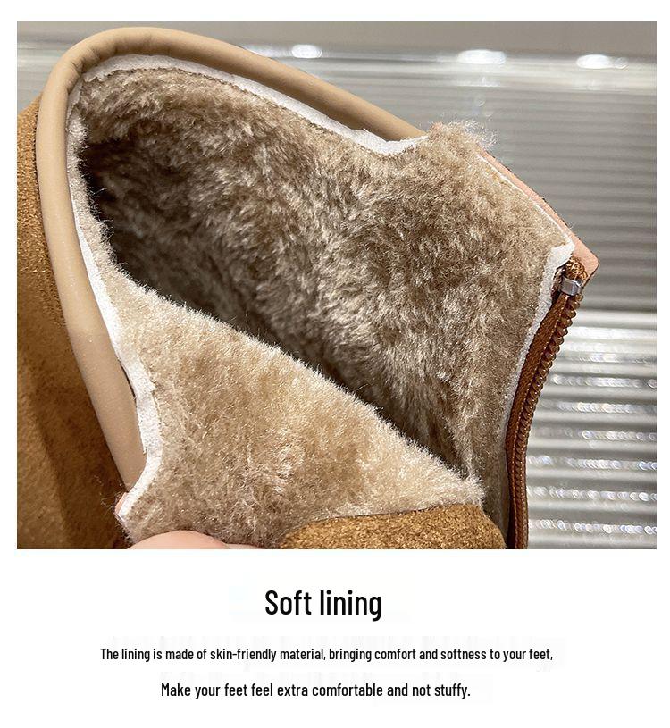 Women's Mary Jane Snow Boots - Plush, Thick-Sole, Height-Boosting, Non-Slip, Warm Winter Shoes for Petite Sizes.