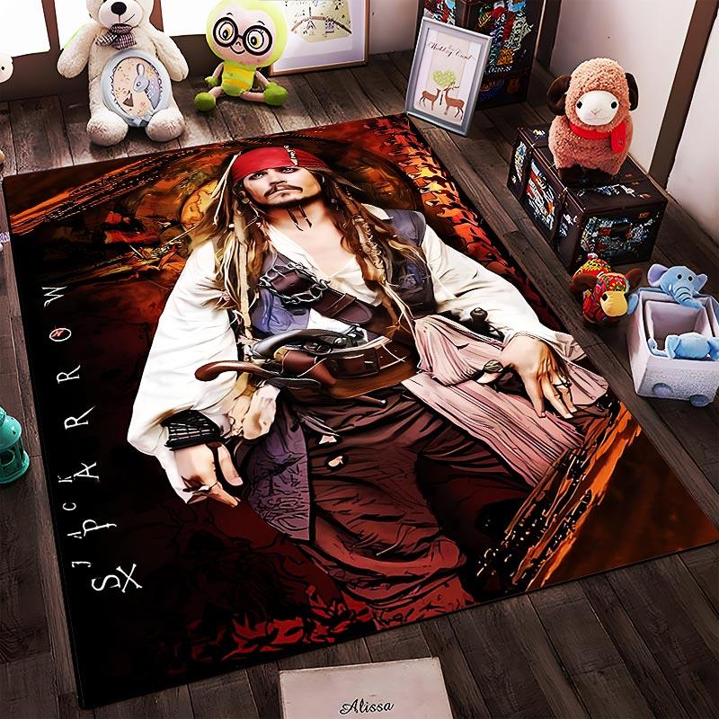 Piratenstil Teppich mit Jack Sparrow Design 1Dekorativer Teppich für Heimdekoration Geeignet für den Einsatz als Anti-Rutsch 1 für 1Zimmer und Schlafzimmer Sofas