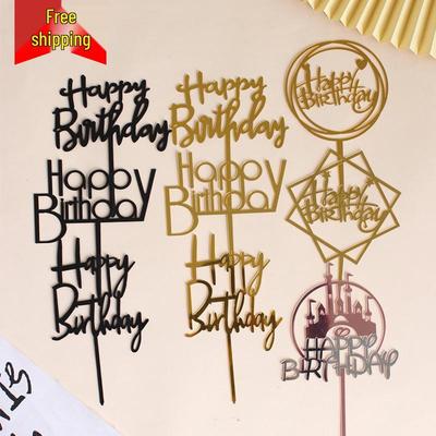 Guld, Silver & Rosa Akryl Tårtdekorationer - Fyrkantiga & Runda Design för Kreativ Dekoration