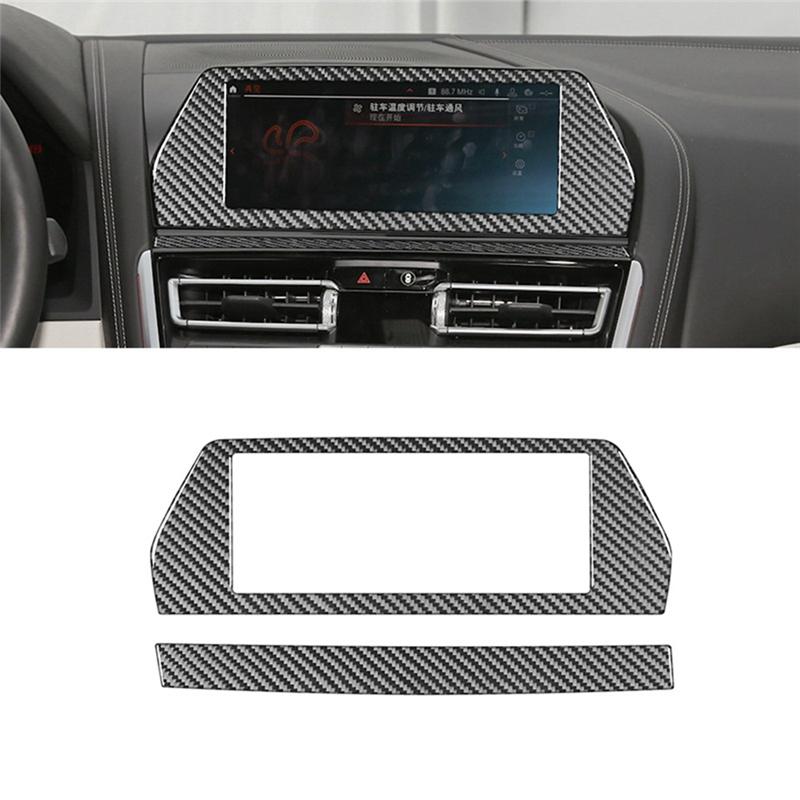 ABLZ-Center Console Navigation Screen Panel Cover Trim In Carbon Fiber For BMW 8 Series G14 G15 G16 -  Auto Accessories