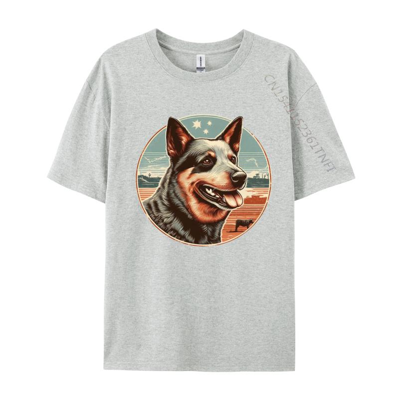 Vintage Australian Cattle Dog Tshirt Dog Lover Tshirt Animal Funny Pure Cotton Tee Shirts Adult Tops Tees