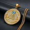 Ancient Egypt Pyramid All See Eye of Providence Pendant Gold Color Stainless Steel Round Necklace for Men Egyptian Jewelry Gift