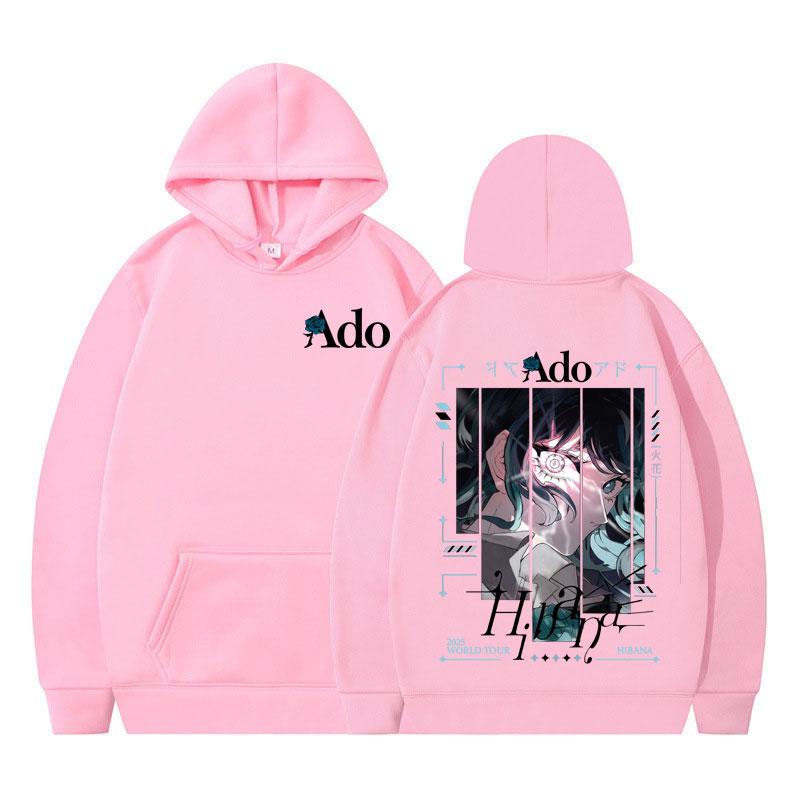Ado 2025 World Tour Hibana Double-sided Print Hoodies Men Women Fashion Hooded Sweatshirts Long Sleeves Hip-hop Streetwear Tops