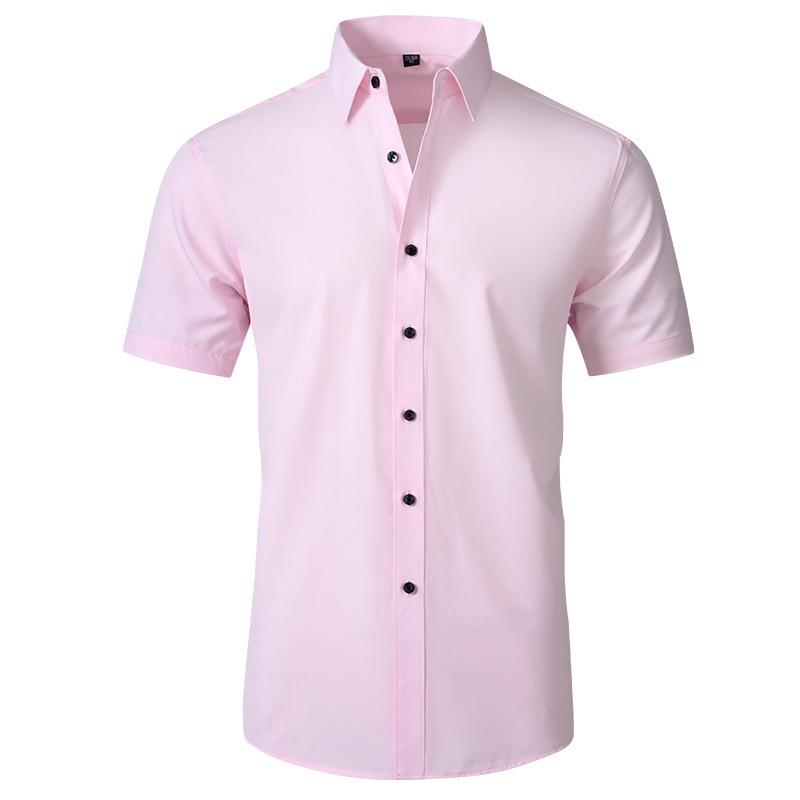 Korean Style Men's Slim Fit Solid Color Business Shirt