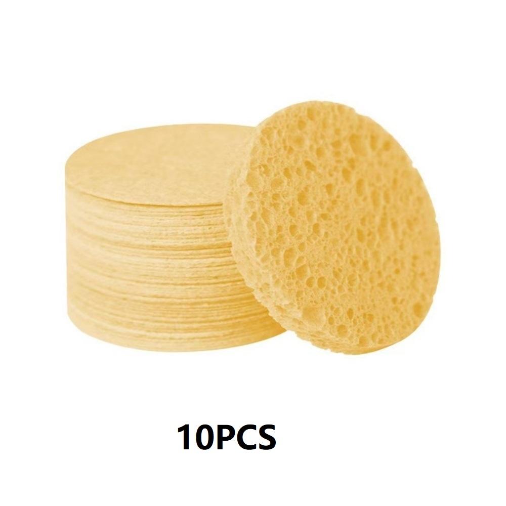 10 packs of compressed facial sponges, suitable for daily cleansing and gentle exfoliation, 100% natural cellulose beauty sponge
