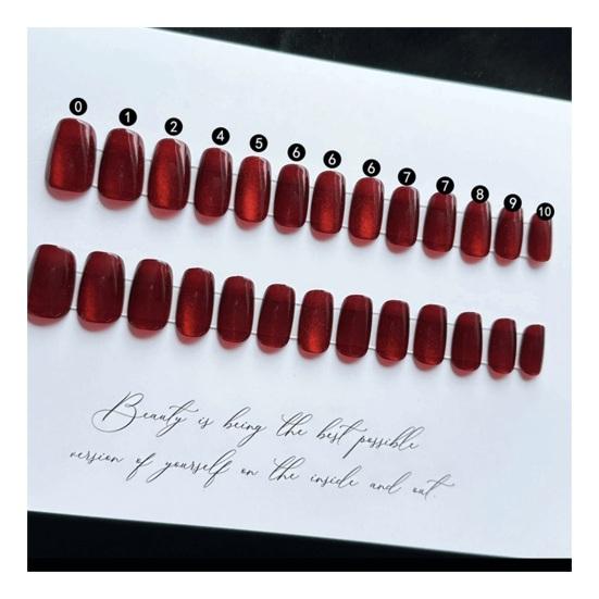 

30 шт. короткие элегантные красные бамбуковые ногти в китайском стиле квадратные глянцевые наращивание ногтей B