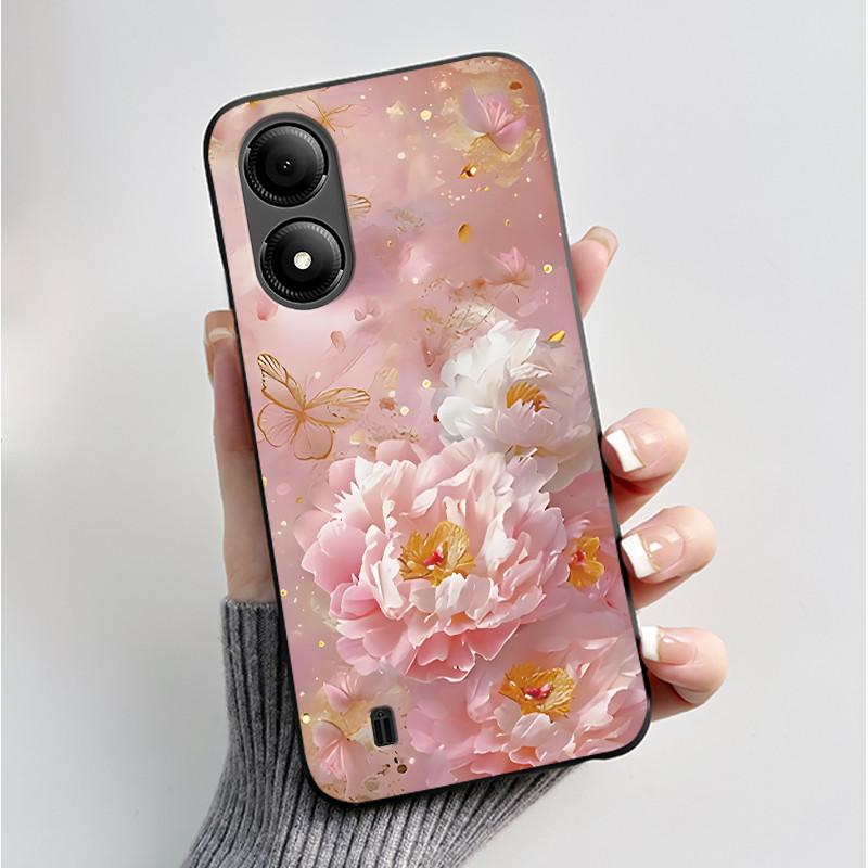 Custodia con Stampa per ZTE Blade A33S A34 Guscio Nero in Morbido Silicone per ZTE Blade A31 Plus Custodia Carina con Fiori e Cartoni Animati