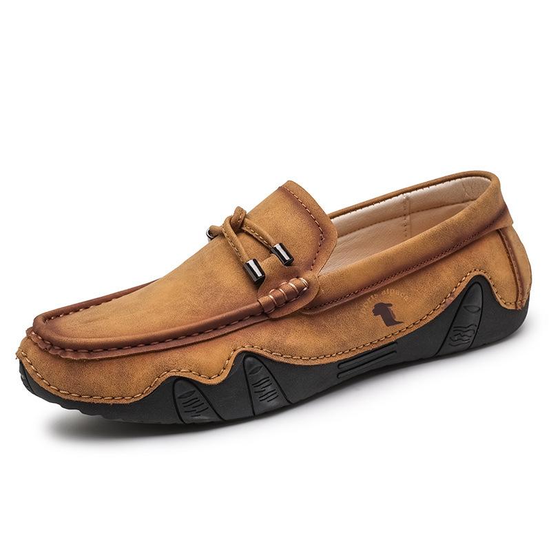 Men's Outdoor Casual Shoes Autumn Retro Foot-fitting Lazy Shoes Low-top Round Head One-pedal Fashionable Men's Leather Shoes