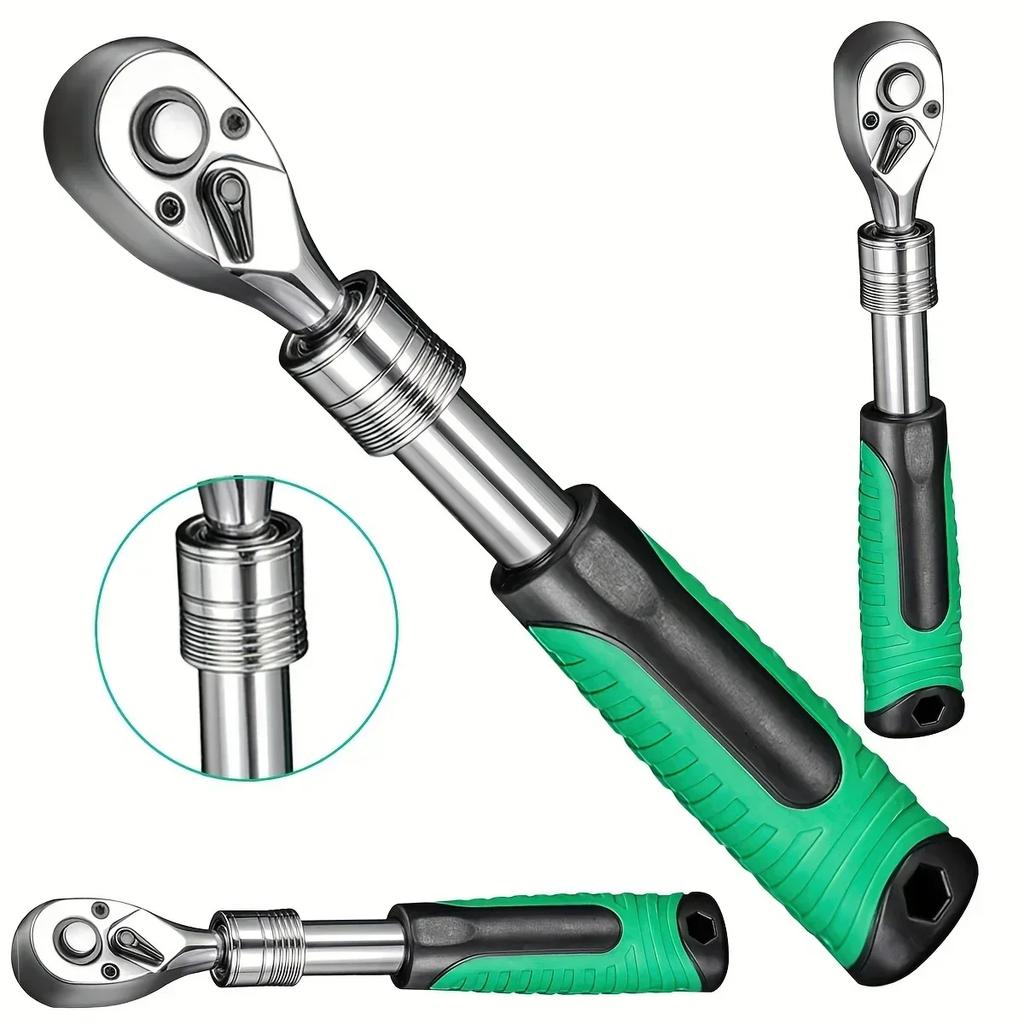 1/4" 3/8" 1/2" Drive Retractable Ratchet Set Drive Rotating Ratchet Reversible Drive 72 Tooth Socket Wrench Mechanical Tool