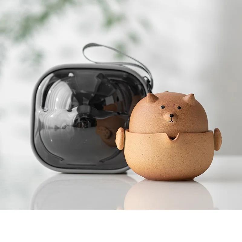 1Set 160ML Cute Travel Tea Set Quick Cup Camping Outdoor Portable Storage Bag Kung Fu Tea Set Teapot Teacup