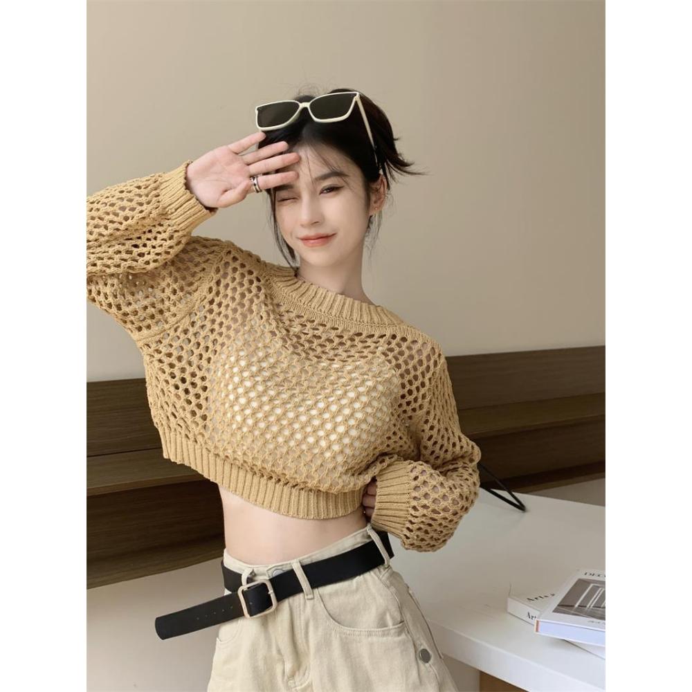 

New Hollow Кондиционер Свободный укороченный короткий топ 0nesize хаки