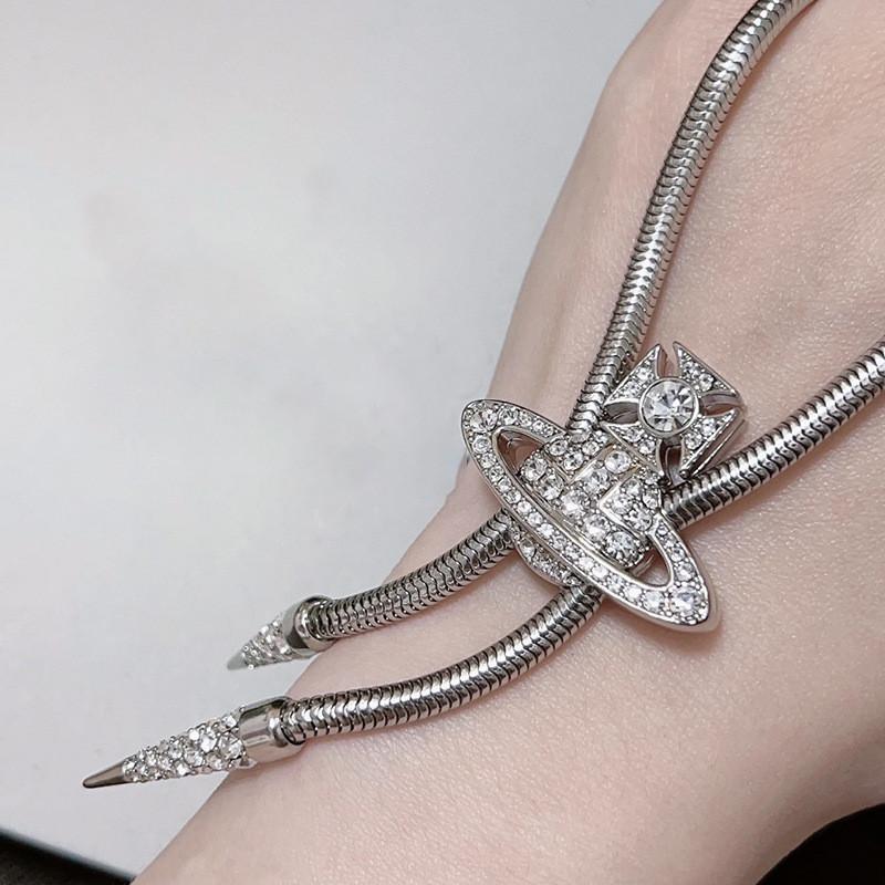 Saturn Pendant Necklace For Women With Rhinestone Accents And Adjustable Snake Chain