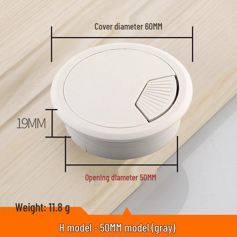 Round Plastic Cable Grommet Hole Cover for Office Desk - Sizes 50/60/65/80 Mm