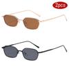 Protective Glasses 2pcs Fashion Small Polygon Sunglasses Women Colorful Lens Sun Glasses Steampunk Metal Gradient Eyeglasses