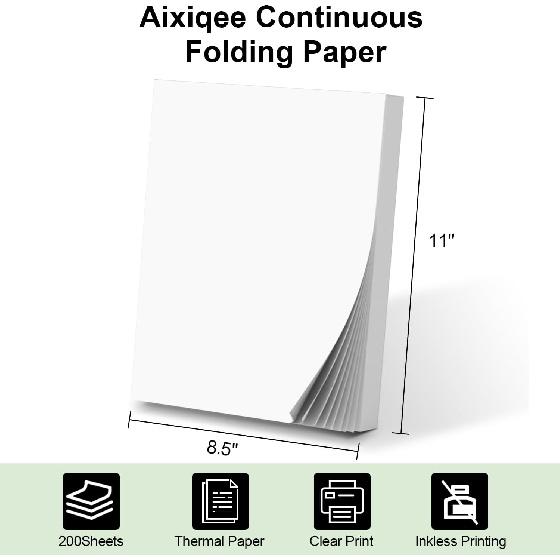 Thermal Printer Paper 8.5 x 11 Inch(200 Sheets), Compatible with A80/A81 Thermal Portable Printer, Automatic Folded Printing Paper feed