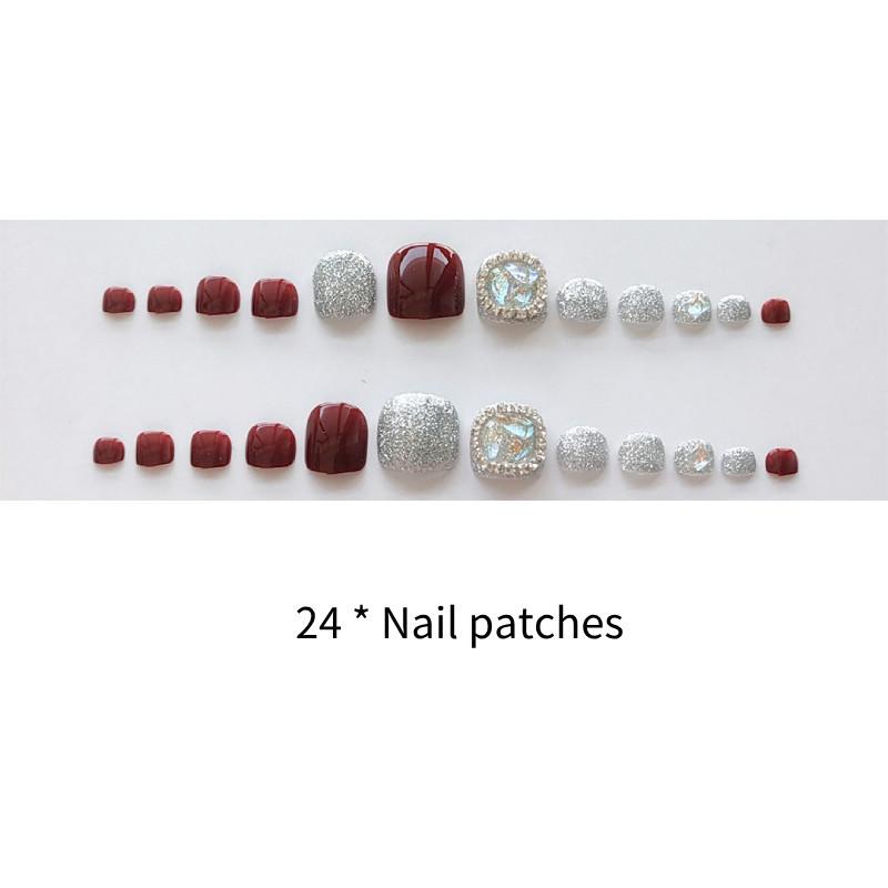 J-46 Elf Chain Toe Nail Finished Nail Sticker Aurora Diamond Light Therapy False Foot Nail Sticker