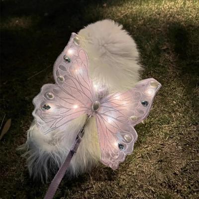 Dog Fairy Wings Light Up Butterfly Wings Pet Costume Embroidered Lights for Parties Butterfly Wings