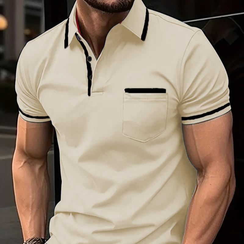 Polo à manches courtes pour homme, avec poches boutonnées et poches latérales