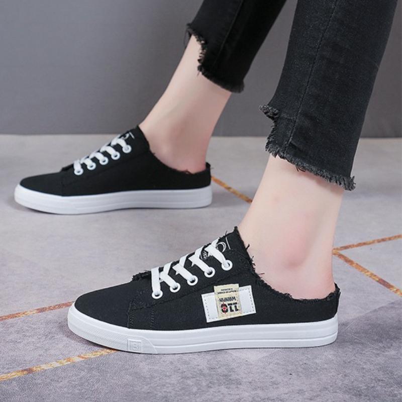 Spring Summer Women Canvas Sneaker Low Top Denim Sneakers Ladies Lace-Up Flat Canvas Board Shoes Female Sapatos Femininos