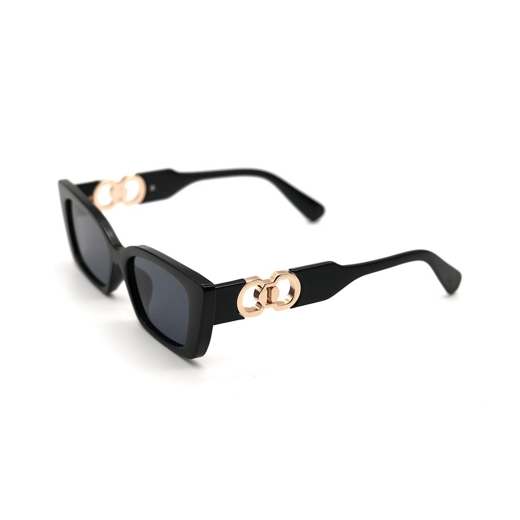 2PCS plastic frame small rectangular mirror legs metal double ring chain decoration summer beach party vacation fashion glasses