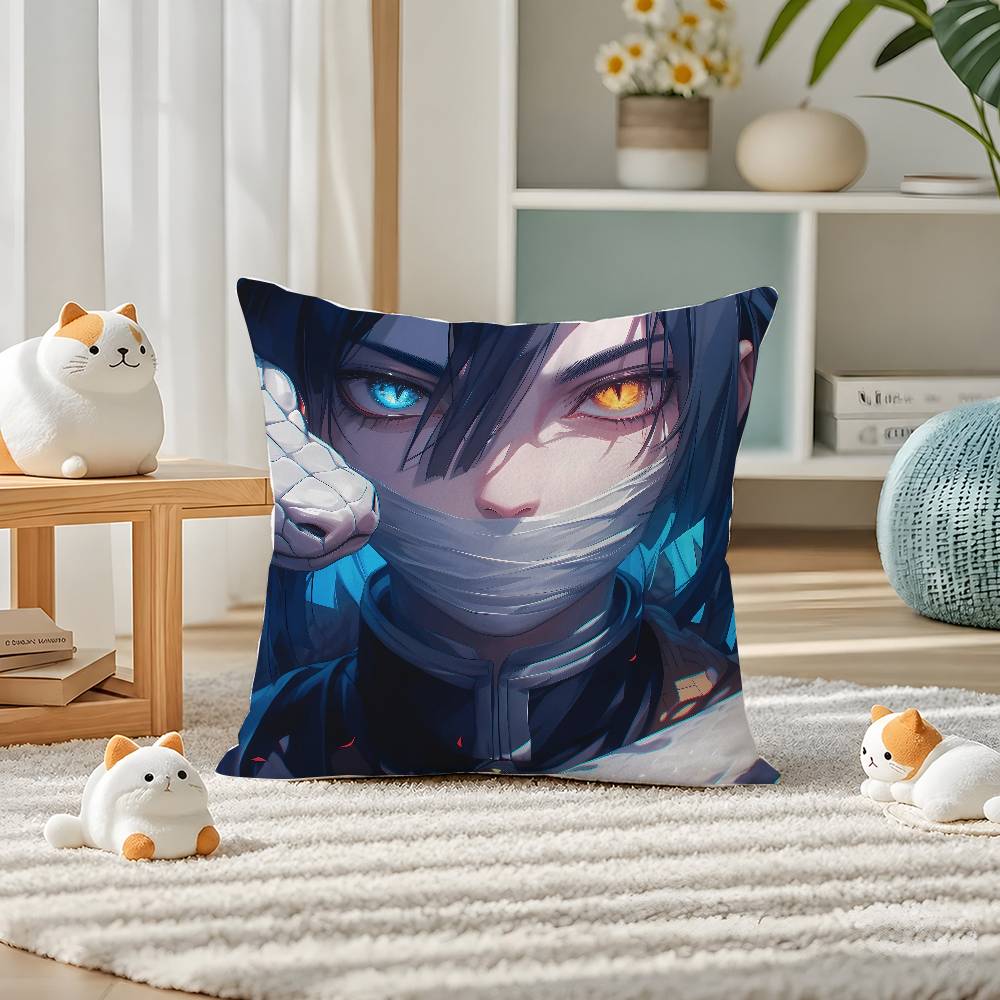 Demon Slayer Tokito Muichiro Anime Plush Pillow Cover Soft Short Plush Cushion Cover For Sofa Bedroom Home Decor Gift Decoration