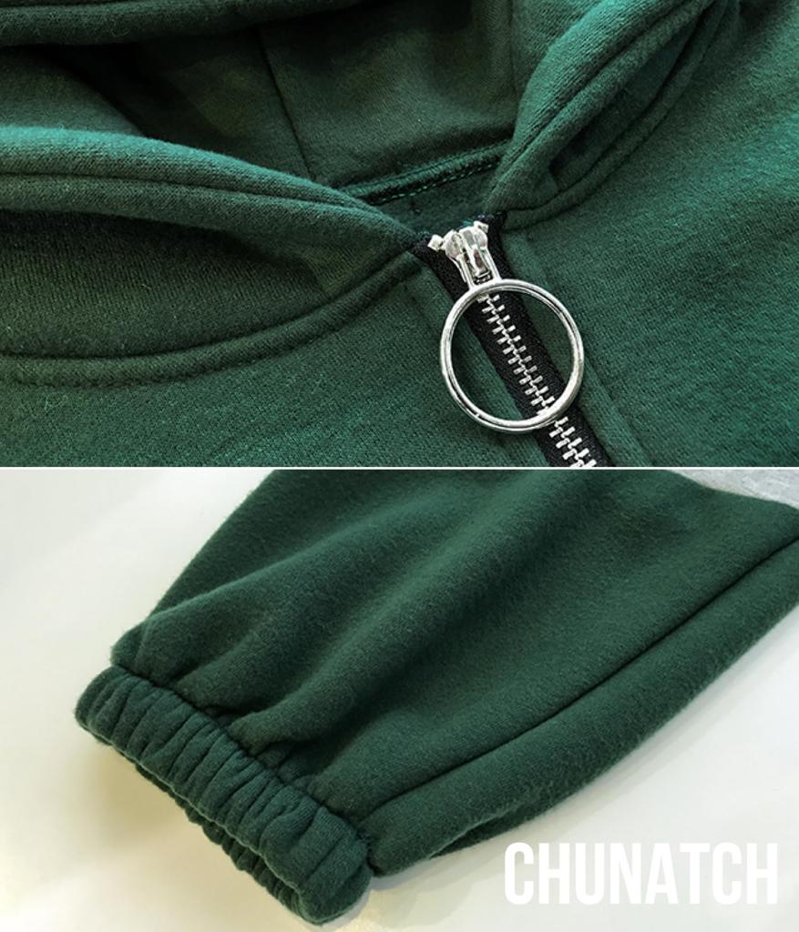 uniquely improved long solid perfect for and Lightweight and this green hoodie is perfect for or Size Chunach's zip-up hoodie, two-tone material,