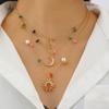 Layered Star Moon Sun Pendant Necklace with Colorful Beads and Pearls Bohemian Style Women Jewelry
