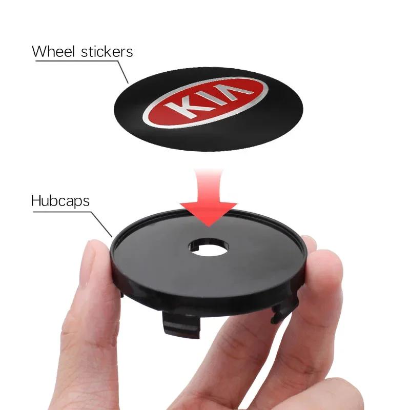 4 Stück 60mm Auto Radnabenabdeckungen Felgenabdeckung Plakette Emblem Aufkleber Zubehör für KIA Rio Ceed Sportage Cerato Sorento K3 K5