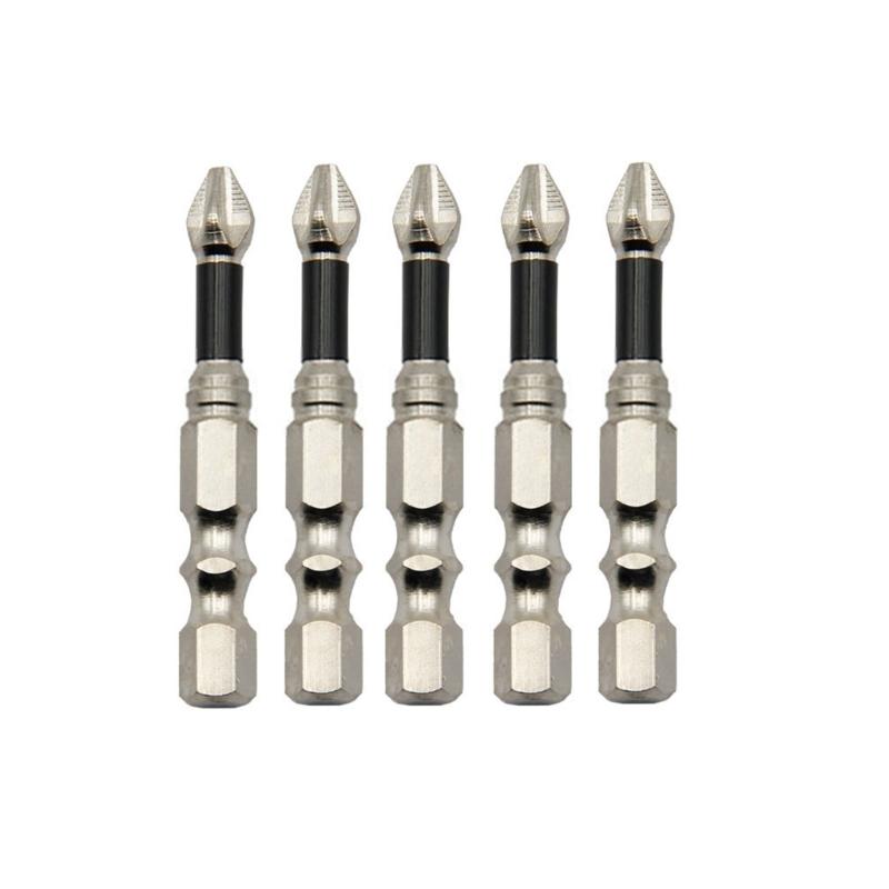 5Pcs 50-150mm Crosses Magnetic Screwdriver Bit Alloy Steel AntiSlip Long Drill Bits Impact Resistance Waterproof Bits