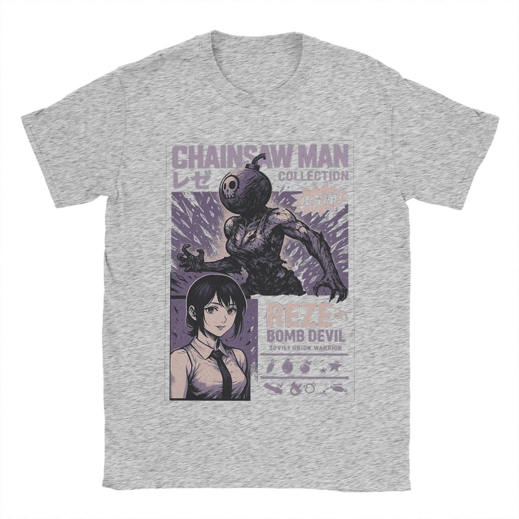 Anime Chainsaw Man Reze TShirt Men Manga Denji Power 100 Cotton TShirts Summer O Neck Tee Shirt Hot Sale Oversized Clothes