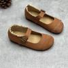 Leather Single Shoes Vintage Round Toe Flat Soft Cowhide Shoes