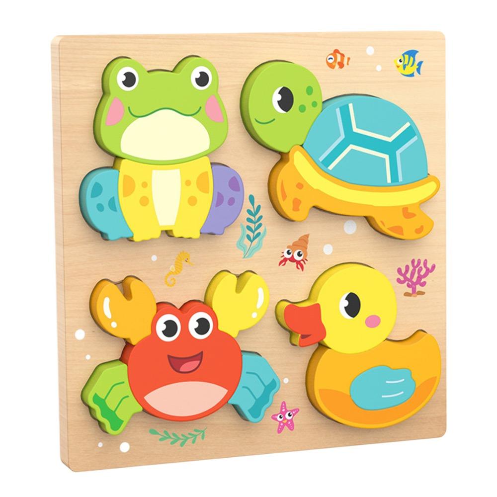 New Multicolor Wooden 3D Puzzle Fruits Dinosaur Hand-eye Coordination Early Education Puzzle Cartoon Animal Animals Jigsaw