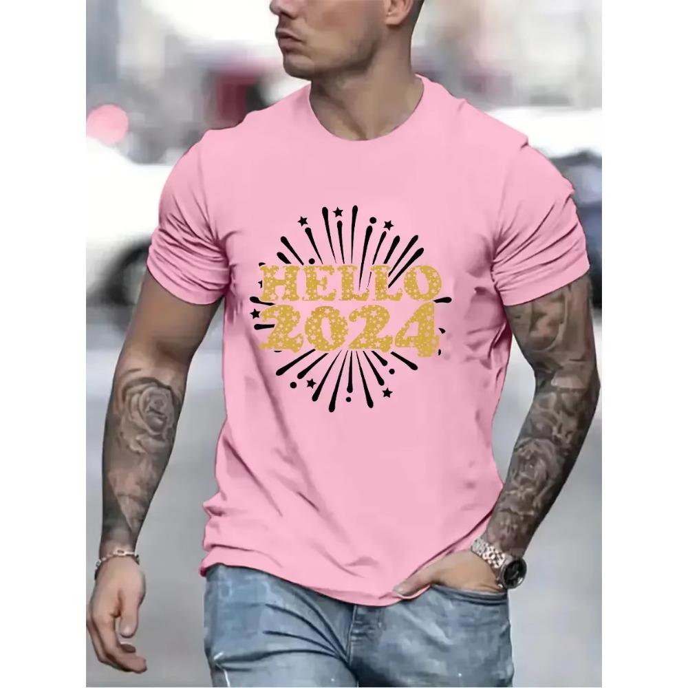 Hello 2024 Fashion T-shirts for Women Men Clothing Happy New Year 2024 Men Large Size T-shirt Hipster Cheers To 2024 Tshirts Top