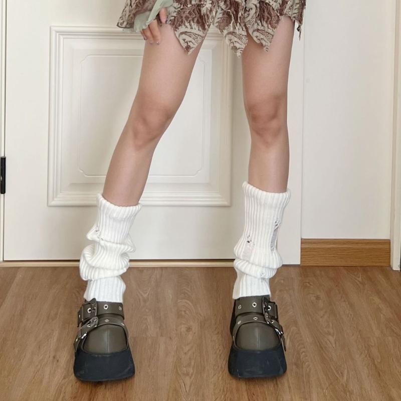 Knit Winter Warm Leg Warmers Long Socks Boot Cuffs Knit Leggings Stockings Hollow Out Knee Warmers Sleeve