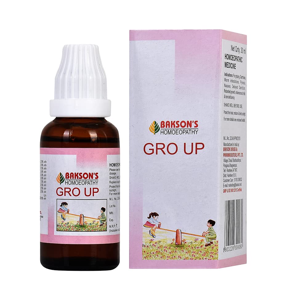 Bakson's Gro Up Drops For Kids Growth & Appetite Support Liquid Tonic Child Healthy Development 30 ml Pack Of 2